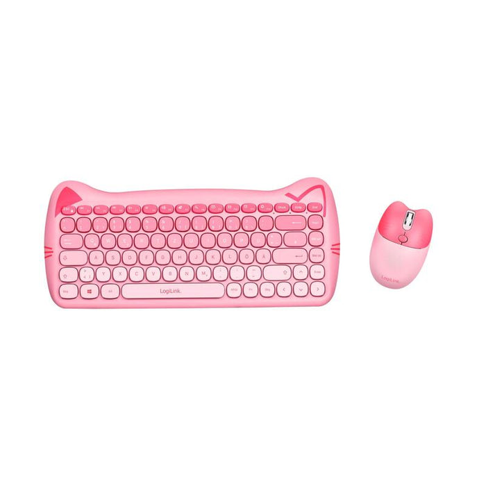Teclado Y Ratón Inalámbricos De 2,4 Ghz, 1600 Dpi, Apto Para Niños, Aleman , Color Rosa Deutsches 85 Tasten-Layout Inklusive