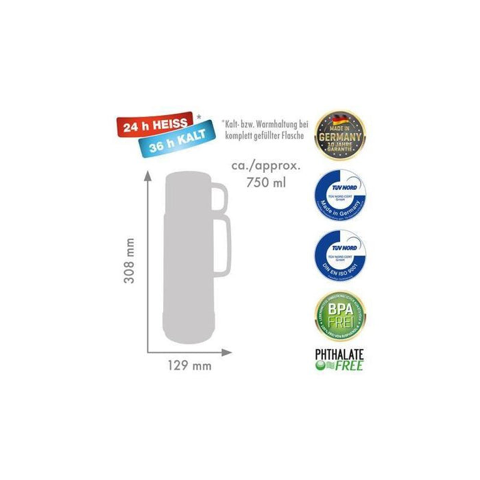 Termo De Cristal Rotpunkt, Capacidad 0,750 L, Color Uva Brillante (Morado Obispo)