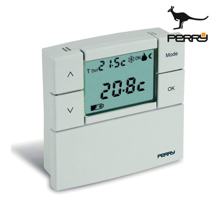 Termostato Digital 3v Serie "Zefiro" 84x84mm Color Blanco Perry