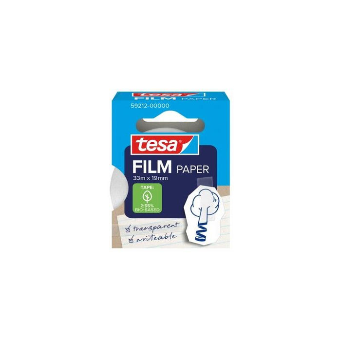 Tesa Paper Pack De 1 Cinta Adhesiva De Papel 19mm X 33 Metros - Casi Invisible En Superficies De Color Claro - Se Puede