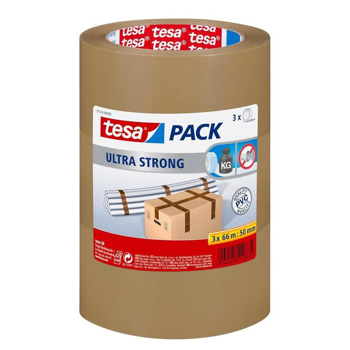 Tesapack Ultra Strong Cinta De Embalaje - Marrón - 3 X 66 M X 50 Mm