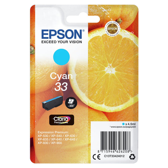 Tinta Original Epson T334240 Cian Xp350*Xp630/Xp635/Xp830/ Naranja