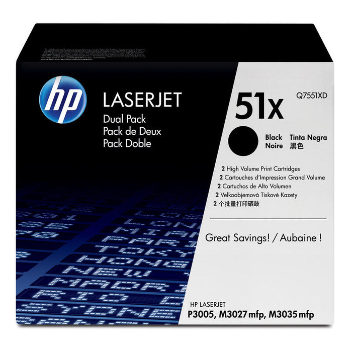 Toner Original Hp 51x Negro Paquete De 2 Q7551xd