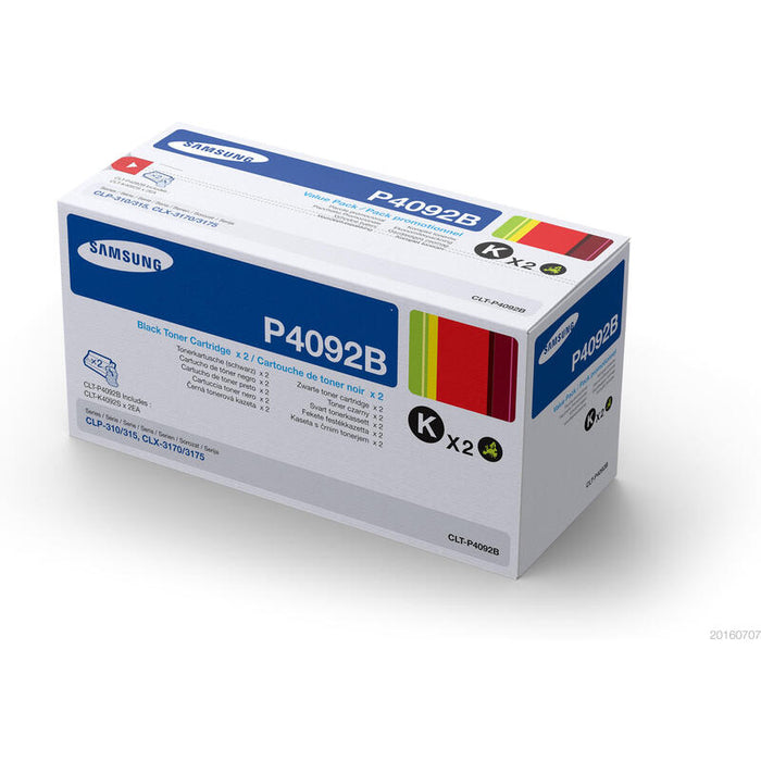 Toner  Samsung Clt-P4092b/Els 2-Pk Black  Su391a Samsung Clt-P4092b 2-Pack Black Toner Cartridges