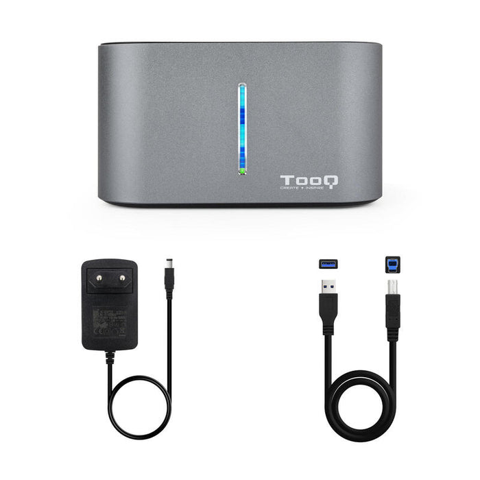 Tooq Docking Station Usb 3.0/3.1 Gen 1 - Hdd/Ssd 2.5", 3.5" Sata - Boton De Clonacion - Gris/Negro
