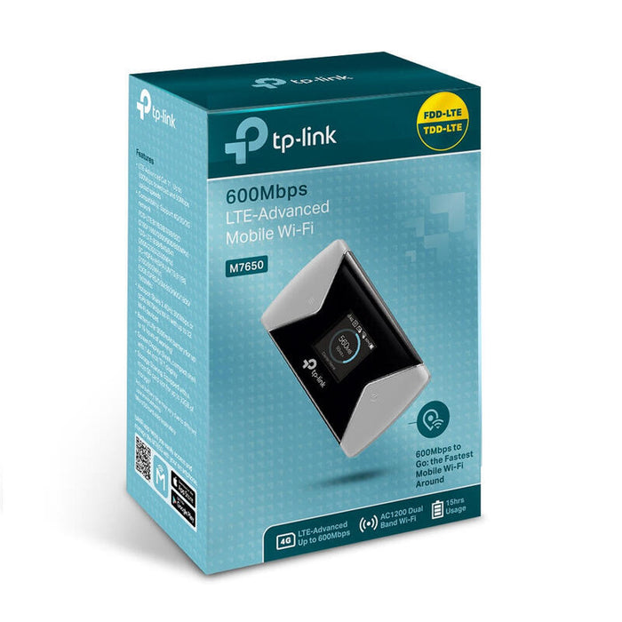 Tp-Link Router Wifi Movil 4g M7650 600mb Ranura Para Sim Bateria 3000mah Tarjeta Microsd Pantalla Tft 1,4