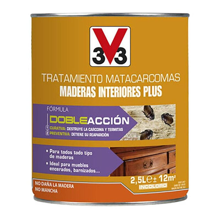 Tratamiento Matacarcomas Maderas Interiores Plus, 2,5 L