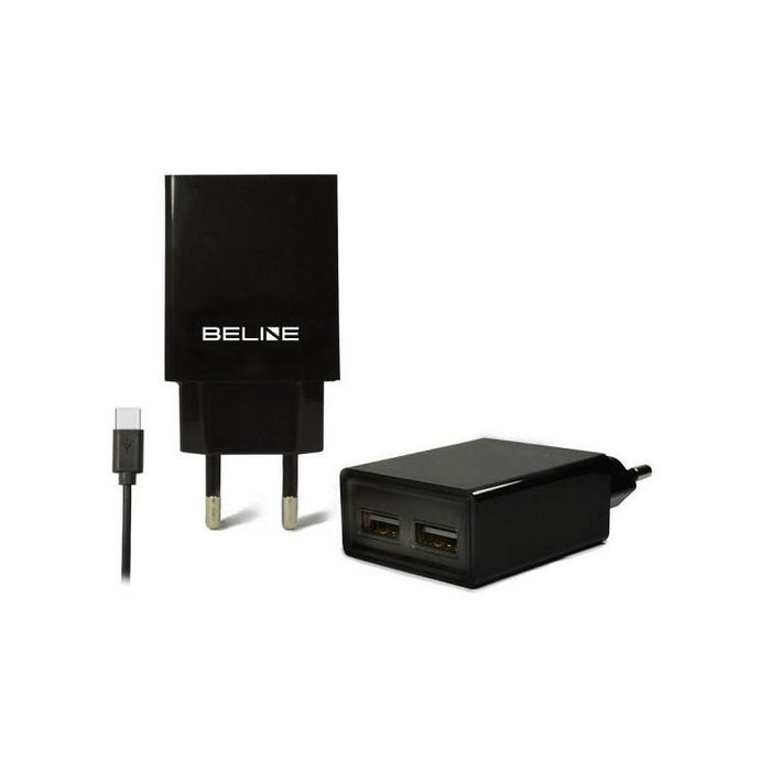 Travel Charger Beline 2x Usb + Usb-C 2a Negro