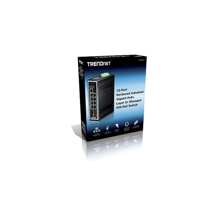 Trendnet Switch Din-Rail Administrado De Capa 2+ Poe+ 12 Puertos Trendnet Ti-Pg1284i, Gestionado, L2+, Rfc 1213, Rfc 1493, Rfc 1643, Rfc 1757, Gigabit Ethernet (10/100/1000), Rj-45, Ieee 802.1d,Ieee 802.1q,Ieee 802.1ab,Ieee 802.1p,Ieee 802.