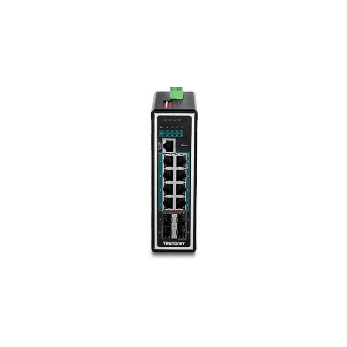 Trendnet Switch Din-Rail Administrado De Capa 2+ Poe+ 12 Puertos Trendnet Ti-Pg1284i, Gestionado, L2+, Rfc 1213, Rfc 1493, Rfc 1643, Rfc 1757, Gigabit Ethernet (10/100/1000), Rj-45, Ieee 802.1d,Ieee 802.1q,Ieee 802.1ab,Ieee 802.1p,Ieee 802.