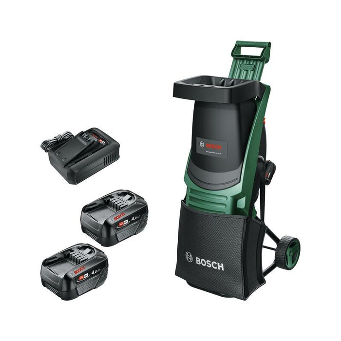 Trituradora Bosch  A Batería Universalshredder 2x18v-25 (Cuchillas De Acero Endurecido, Corta Ramas De Hasta 25 Mm, Motor Sin Escobillas, Incluye 2 Baterías De 18v 4.0ah, Bolsa De 28 L, Cargador)  06008e0000