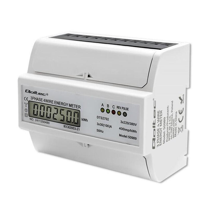 Trójfazowy Dwukierunkowy Elektroniczny Licznik Miernik Consumo Energii Para Riel Din 400v 100a Lcd 4p