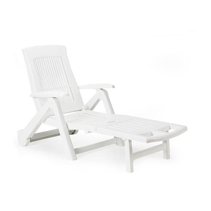 Tumbona Plegable Con Ruedas. Color: Blanco 72x195x101cm Modelo: Zircone Ipae Progarden