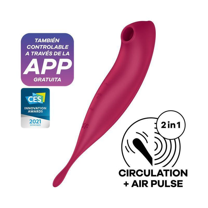 Twirling Pro Succionador Y Vibrador Twirling Pro   App Satisfyer Connect Dark Red