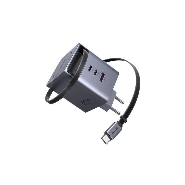 Ugreen X616 100w Gan Fast Charger 2x Usb-C 1x Usb-A 1x Ausziehbares Usb C Cable