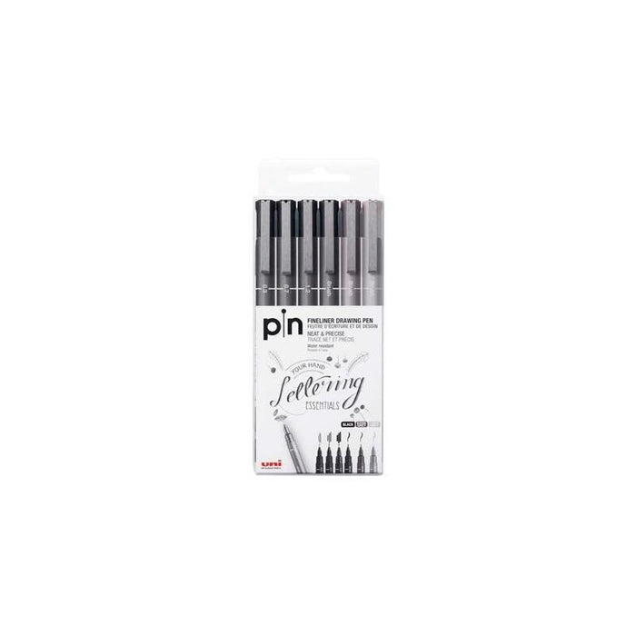 Uniball Estuche Marcador Permanente Gris & Negro Pin-200(S)/6p Calibrados -6u-