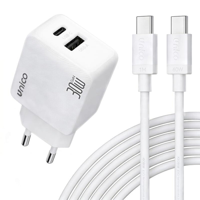 Unico Hc6139 Cargador Dual 1 Usb A + 1 Tipo-C Pd30w Gan Tuv Gs Cable Tipo-C