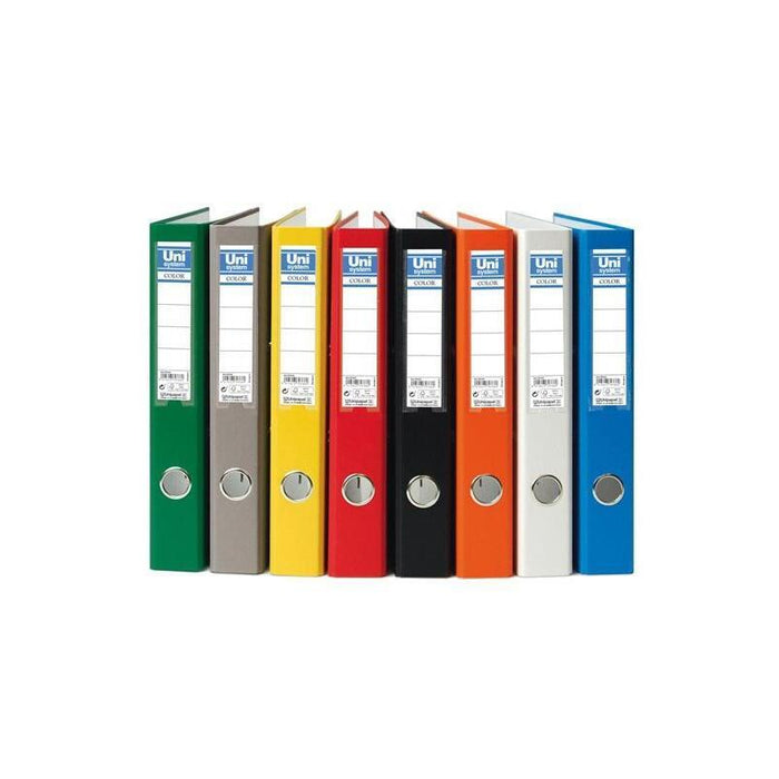 Unisystem Color Archivador Palanca 45mm Cantonera Larga Folio Cartón Forrado Pp Gris