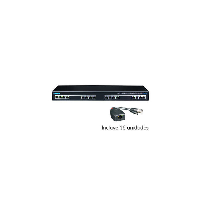 Utepo Utp116pv-Hd2 Conversor Utp 16ch Vídeo 4en1 + Alimentación En Rack 19"