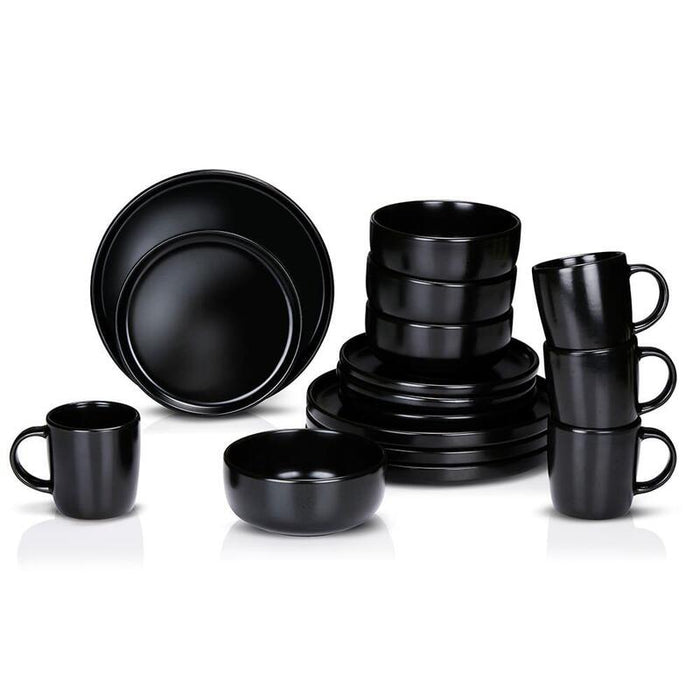 Vajilla 16 Piezas Negra Cerámica