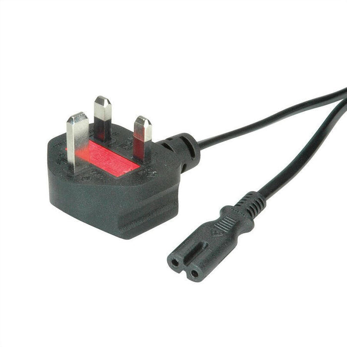 Value Uk Cable De Alimentación A Clavija Europea Plana C7, 2pol., Negro, 1,95 M