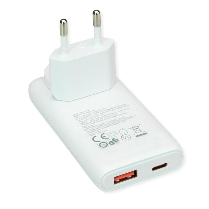 Value Usb Pared Carga Equipo, Eu- Us-Conector Macho, 2x Usb (A+C), 65w