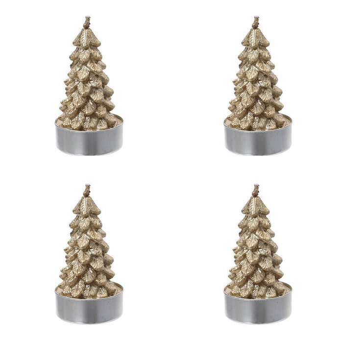 Vela De Cera En Forma De Árbol, Dorada, Ø4 X 7 Cm, Caja De 4 Uds