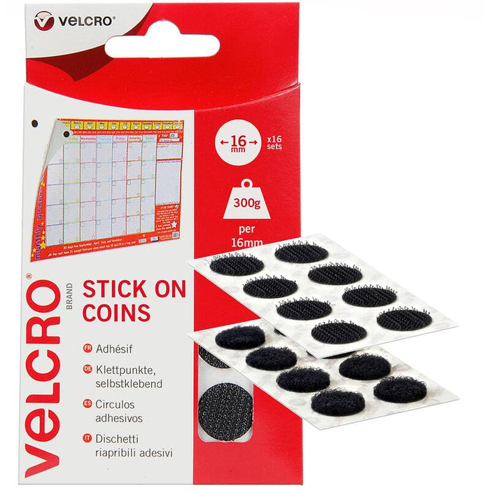 Velcro Klettpunkte Autoadhesivo, Haken & Flausch 16mm X 16 Sets Negro