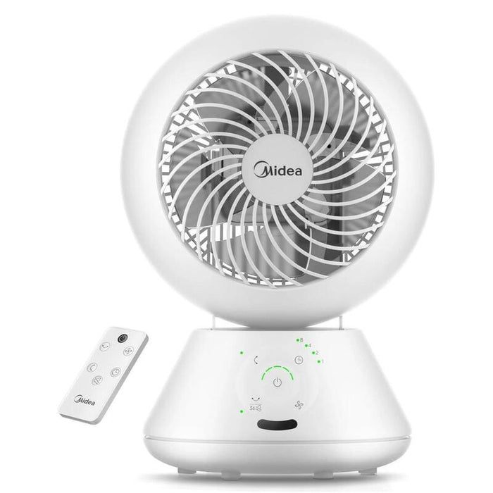 Ventilador De Mesa Midea Mdf24jrw Turboforce, 5 Velocidades, Oscilación De 85°, Blanco