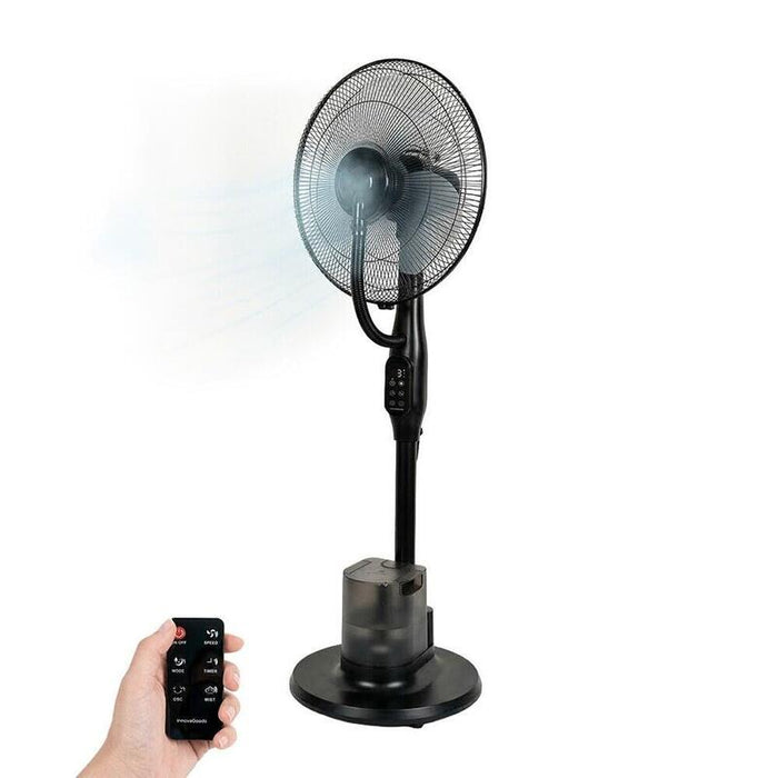 Ventilador De Pie Negro Con Nebulizador 90 W