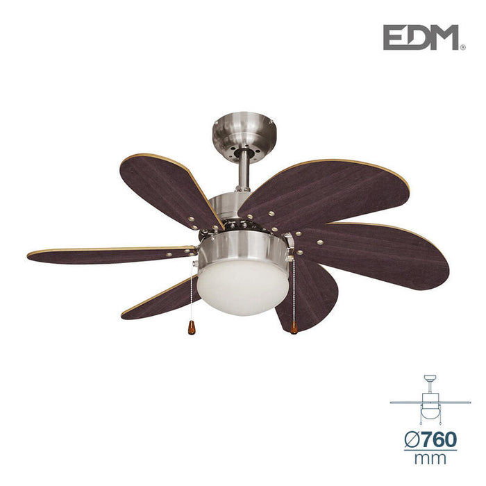 Ventilador De Techo Modelo Aral Wengue/Niquel Satinado Potencia: 50w Aspas: Ø76cm Edm