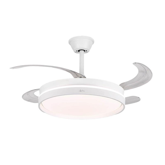 Ventilador  Jata Jvte4242  De Techo Con Luz Led Y Wifi, Aspas Retráctiles 96 Cm, Motor Dc Silencioso 6 Velocidades, Función Invierno/Verano Reverse, Mando A Distancia Y App, Temporizador