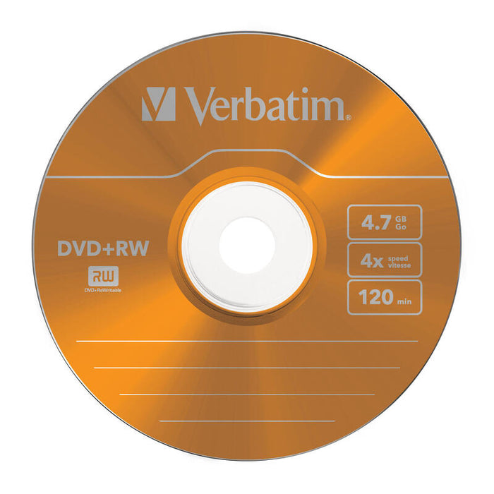 Verbatim Dvd+Rw, 4.7gb, 4x, 5 Pack Slim Case, Superficie 5 Colores