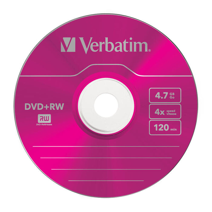 Verbatim Dvd+Rw, 4.7gb, 4x, 5 Pack Slim Case, Superficie 5 Colores