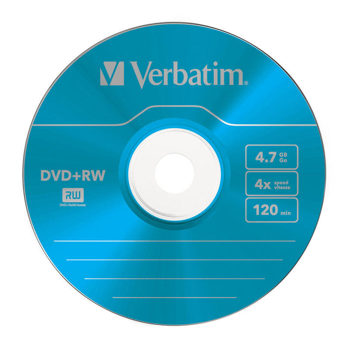 Verbatim Dvd+Rw, 4.7gb, 4x, 5 Pack Slim Case, Superficie 5 Colores