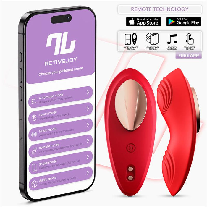 Vibrador De Braguita Silicone  Con App Silicona Doble Capa Rojo