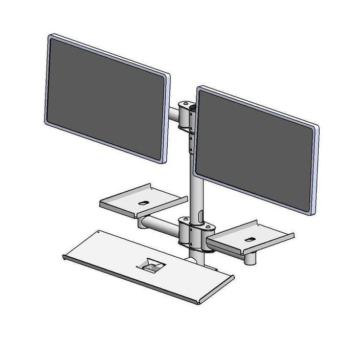 Wall Mounted Pole With Dual  Vesa And Printer -Black-