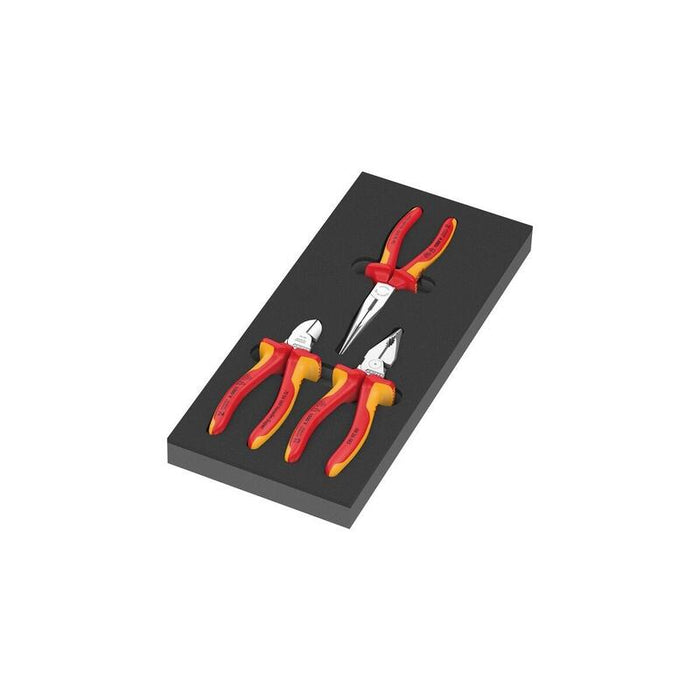Wera 9784 Juego De Alicates Knipex Con Inserto De Espuma Vde 1, 3 Piezas, Negro/Gris, Para Carro De Taller Tool Rebel 5150184001