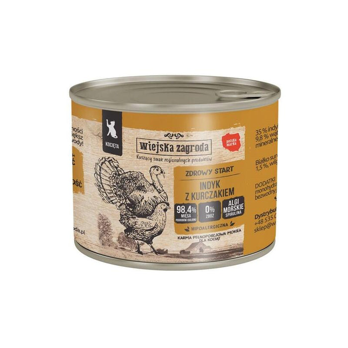 Wiejska Zagroda Turkey And Chicken For Kittens - Comida Húmeda Para Gatos - 200g