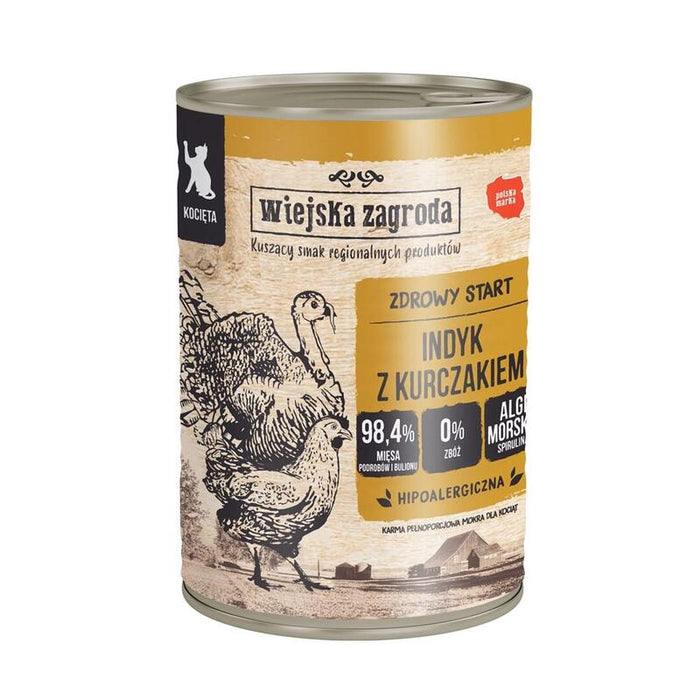 Wiejska Zagroda Kittens Pavo Con Pollo - Comida Húmeda Para Gatos - 400g