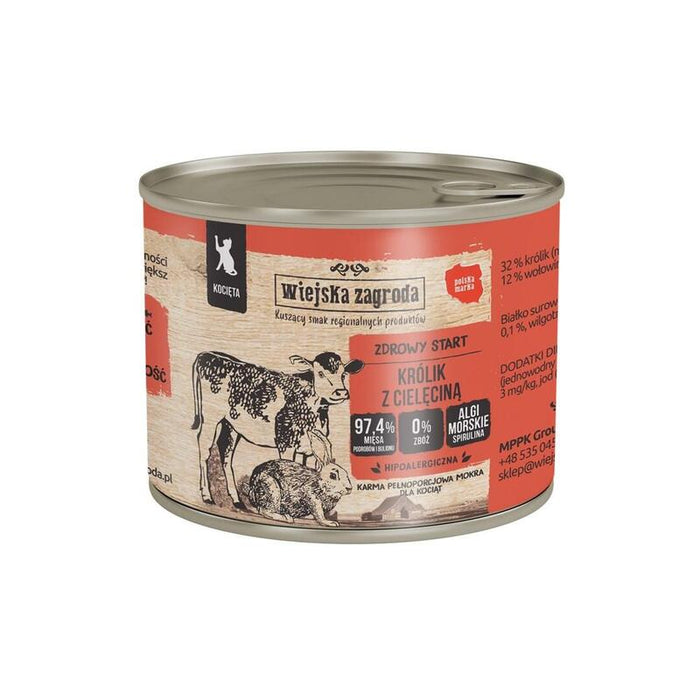 Wiejska Zagroda Rabbit With Veal For Kittens - Comida Húmeda Para Gatos - 200g