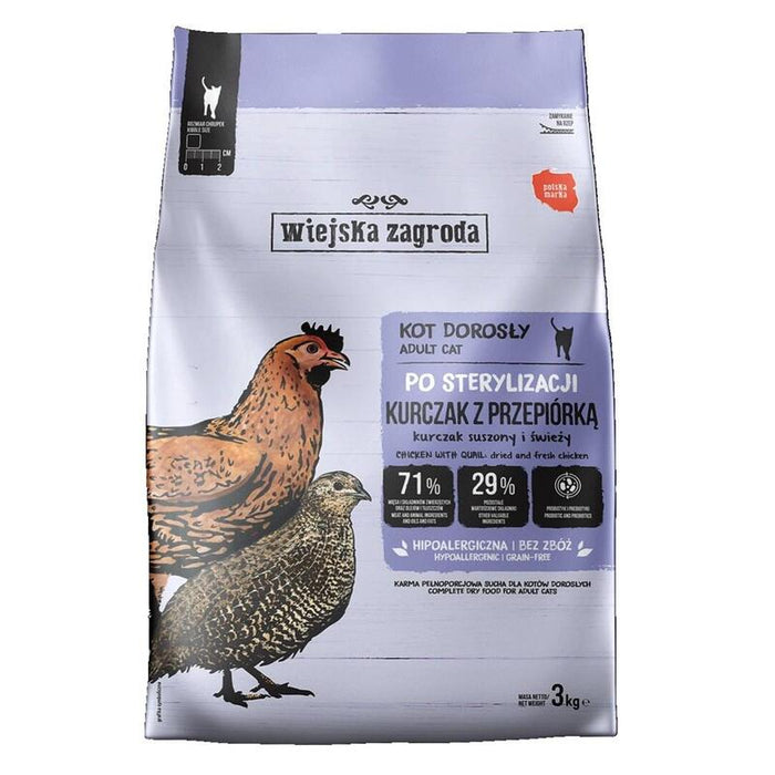 Wiejska Zagroda Sterilised Chicken With Quail - Comida Seca Para Gatos - 3kg