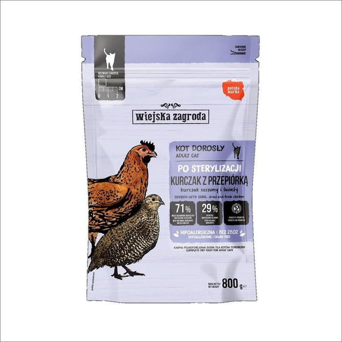 Wiejska Zagroda Sterilised Chicken With Quail - Comida Seca Para Gatos - 800g