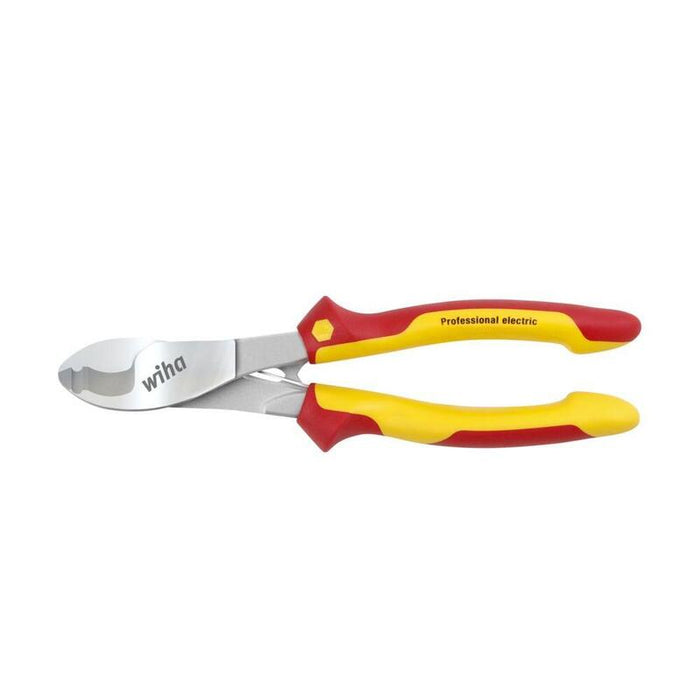 Wiha Cortacables Professional Eléctrico, 180 Mm, Alicates De Corte Rojo/Amarillo, Con Resorte De Apertura Que Se Puede Encender/Apagar 43664