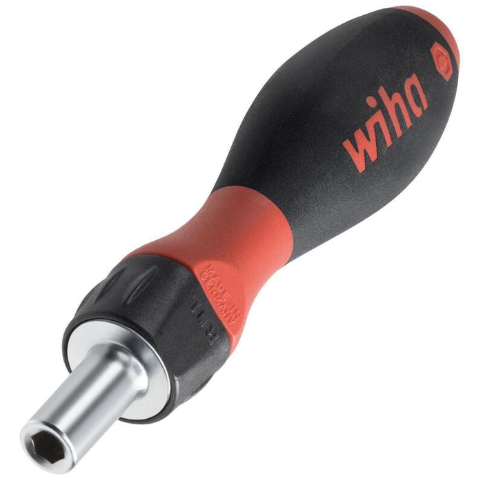 Wiha Schraubendreher Mit Bithalter Softfinish, 1/4" (Negro/Rojo, Mit Ratschenfunktion) 47169