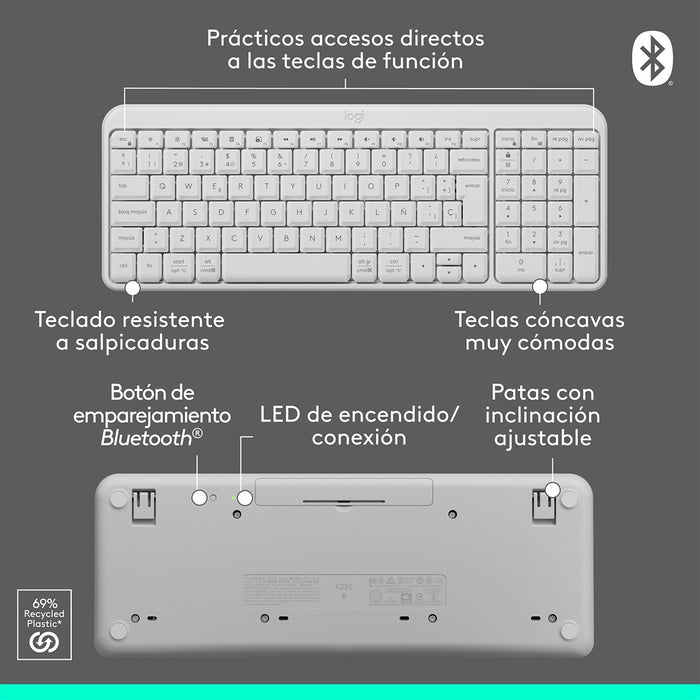 Teclado Español + Raton Logitech Mk250 Bluetooth Blanco 920-013544