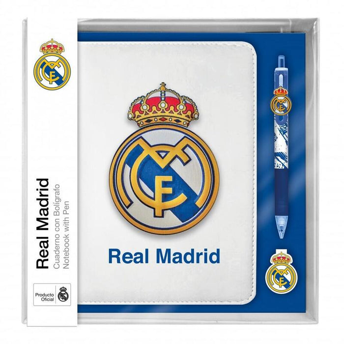 Zestaw Notatnik Z 10 Kolorowym Dlugopisem Real Madryt