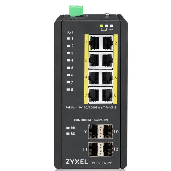 Zyxel Rgs200-12p Gestionado L2 Gigabit Ethernet (10/100/1000) Negro Energía Sobre Ethernet (Poe)